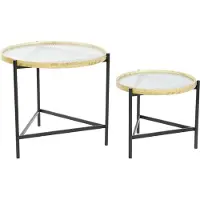 DKD Home Decor Tables - - Lot de 2 - Métal Noir - 64x64x55 cm - À monter soi-même