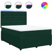 vidaXL Lit boxspring avec matelas vert foncé 140x200 cm velours