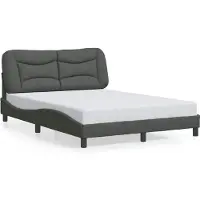 vidaXL Cadre de lit sans matelas "Hvar" gris foncé 140x200 cm Tissu