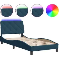 vidaXL Cadre de lit avec LED sans matelas bleu 90x190 cm velours