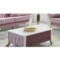 Casa Padrino Table basse baroque rose / blanc / or 100 x 64 x H. 43 cm - Table de salon de style baroque avec pierres scintillantes - Meubles baroques