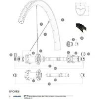Mavic Xa Pro Carbon 27.5 2017-18 Rear Right Spokes 12 Units Noir 270 mm