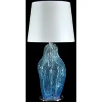 Casa Padrino Lampe de table de luxe Bleu / Argent / Blanc Ø 20 x H. 40 cm - Lampe de bureau en verre avec abat-jour rond - Lampes de table en verre - Lampes de table de luxe - Lampes de bureau de luxe