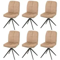Mendler Lot de 6 chaises de salle à manger HWC-M68, fauteuil de cuisine, pivotant Auto-Position, métal tissu/textile beige
