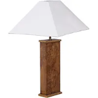 Casa Padrino Lampe de table de luxe Marron / Blanc 45 x 39 x H. 72 cm - Lampe de bureau en bois massif avec abat-jour - Lampes de table de luxe - Lampes de bureau de luxe - Intérieur de luxe