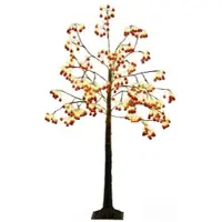 Costway Arbre lumineux LED 150cm, arbre lumineux illuminé avec 480 LED blanc chaud & 384 boules rouges, arbre décoratif avec branches flexibles, décoration de Noël