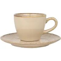 Bonna Sand Snell - Tasses à espresso et soucoupes - 80 cc - Porcelaine - Lot de 6