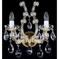 Casa Padrino Luxus Barock Kristall Doppel Wandleuchte Gold 33 x 17 x H. 38,5 cm - Lampe murale somptueuse avec verre en cristal de Bohème - Noble & Somptueux