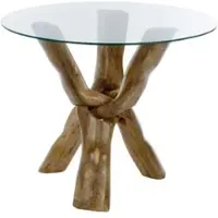 Casa Padrino Luxe Table en verre Marron Ø 90 x H. 73 cm - Table ronde à trois pieds