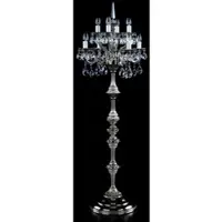 Casa Padrino Luxus Barock Kristall Stehluchte Silber Ø 56 x H. 152 cm - Lampadaire somptueux en laiton avec verre en cristal de Bohème - Luminaires en cristal baroque - Qualité de luxe