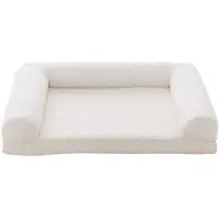 Costway 90x69x18 cm Lit orthopédique pour chien, canapé pour chien avec bords latéraux, doux et lavable, lit pour chat canapé pour chat, pour chiens Indoor Beige