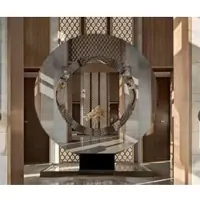 Casa Padrino Miroir sur pied de luxe Noir 250 x 19 x H. 268 cm - Miroir rond géant - Miroir d'hôtel - Collection de luxe