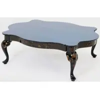 Casa Padrino Luxe Table basse baroque Bleu / Noir / Bronze 130 x 93 x H. 43 cm - Table de salon somptueuse en bois massif - Meubles baroques
