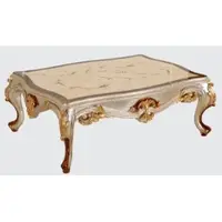 Casa Padrino Luxe Table basse baroque Crème / Argent / Marron / Or 125 x 90 x H. 45 cm - Table de salon en bois massif faite main de style baroque - Meubles baroques