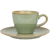 Bonna Sage Snell - Tasses à espresso et soucoupes - 80 cc - Porcelaine - Lot de 6