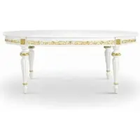 Casa Padrino Table à manger baroque de luxe blanche / dorée 160-210 cm - Meubles baroques - Fabriqué en Italie