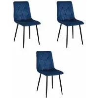 Leobert Chaise - - Libra - Velours Bleu Marine/Pieds Noirs - Lot De 3