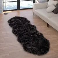 Tapis.fr Tapis à poils longs Playara noir 80x75 cm en forme de cœur