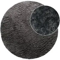 Tapis.fr Tapis à poils longs Silvana anthracite 200 cm rond