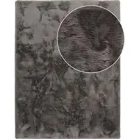 Tapis.fr Tapis en fourrure Fluffy_deluxe anthracite 120 cm rond