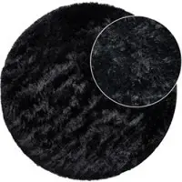 Tapis.nl Tapis à poils longs Silvana noir 160 cm rond