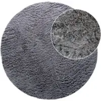 Tapis.fr Tapis à poils longs Silvana gris 160 cm rond