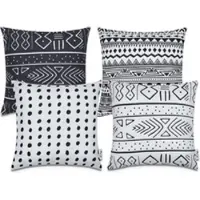Tapis.nl Housse de coussin Chino noir-blanc 45x45 cm, 4 pièces
