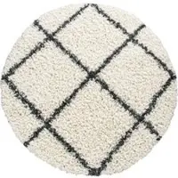 Tapis.fr Tapis shaggy Kalea crème 160 cm rond