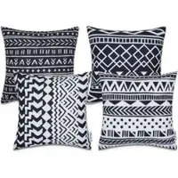 Tapis.nl Housse de coussin Chino blanc-noir 45x45 cm, 4 pièces