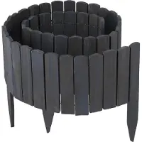 Relaxdays Bordure de parterre , 200 cm de long, flexible, hauteur visible : 20 cm, à enfoncer, en bois, clôture de parterre, bordure de pelouse, anthracite