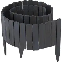 Relaxdays Bordure de parterre , 200 cm de long, flexible, hauteur visible : 25 cm, à enfoncer, en bois, clôture de parterre, bordure de pelouse, anthracite