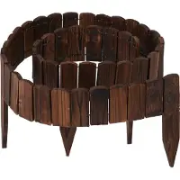 Relaxdays Bordure de parterre , 200 cm de long, flexible, hauteur visible : 10 cm, à enfoncer, en bois, clôture de parterre, bordure de pelouse, brun foncé