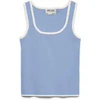 Vero Moda Haut 'AWAlice' bleu-gris / blanc