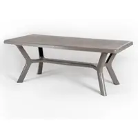 Idea New Garden Srl Table d'extérieur rectangulaire 200x95 cm en polypropylène avec pieds croisés, structure renforcée en métal et ouverture pour parasol - SAMUEL - Beige