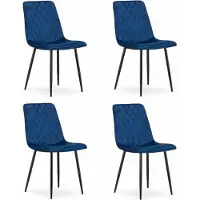 Leobert Chaise - - Turin - Velours Bleu Marine - 44,5 X 53 X 88,5 Cm - Lot De 4