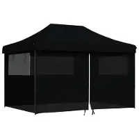 vidaXL Tente de réception pliable Pop-Up avec 4 panneaux latéraux noir