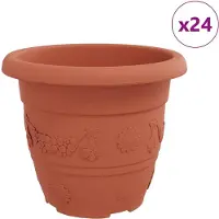 vidaXL Pot À Fleurs Rond 24 Pcs Rouge Brique Ø 26 X 21,5 Cm Plastique