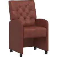 vidaXL Chaises de salle à manger à roulettes, lot de 2, simili cuir marron brillant