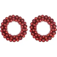vidaXL Couronnes de Boules de Noël 2 pcs Rouge 33 x 33 x 7 cm