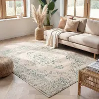 FRAAI Tapis vintage | Spring Ethnic Crème/Vert | 160x230cm | Crème | Rectangulaire | Tapis