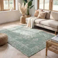 FRAAI Tapis vintage | Spring Ethnic Vert/Crème | 120x170cm | Crème | Rectangulaire | Tapis