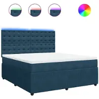 vidaXL Lit boxspring avec matelas bleu 180x200 cm velours