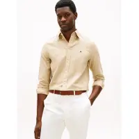 Tommy Hilfiger pour homme. MW0MW42455 Chemise décontractée beige (L), Casuel, Coton, Classique, Manche longue