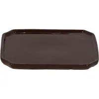 Esschert Design Plateau pour pot à bonsai rectangulaire L en céramique - Marron - L 24,5 x P 20,5 x H 1,9 cm