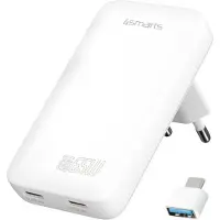 4smarts Flatplug Slim Dual 65W Gan 2Xusb-C White Charger