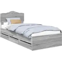 vidaXL Cadre de lit avec tête de lit en bois d'ingénierie, finition Sonoma gris, dimensions 75 x 190 cm
