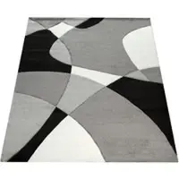 Tapis.fr Tapis moderne Diamora noir-blanc 80x300 cm