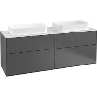 Villeroy & Boch Finion meuble sous lavabo, 4 tiroirs, pour 2 vasques, sans trou pour robinet, 1600x603x501mm, Glass White Matt, F72100MT