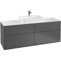 Villeroy & Boch Finion meuble sous lavabo, 4 tiroirs, lavabo au centre, 1600x603x501mm, Glass Black Matt, F44200GF