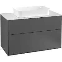 Villeroy & Boch Finion meuble sous lavabo, 2 tiroirs, lavabo au centre, sans trou pour robinetterie, 1000x603x501mm, Glass White Matt, F64100GK